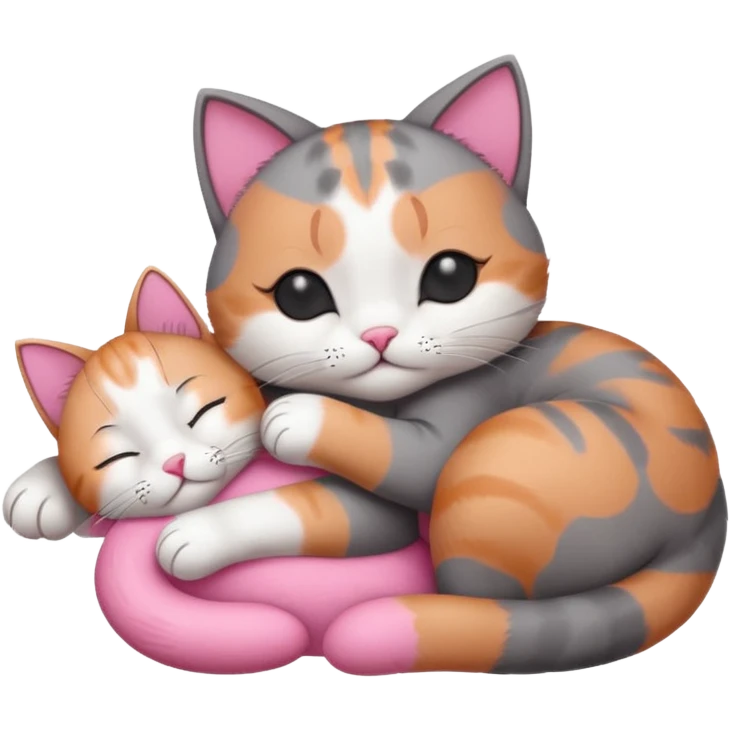 dark grey and white small cat with its eyes closed lying down leaning on its elbow with its paw curled under its head holding it up emoji