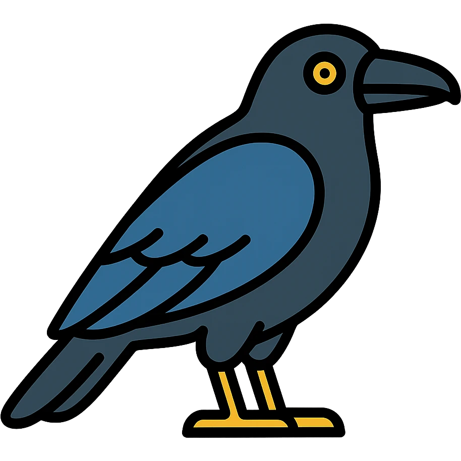 bold color outline icon of a raven emoji
