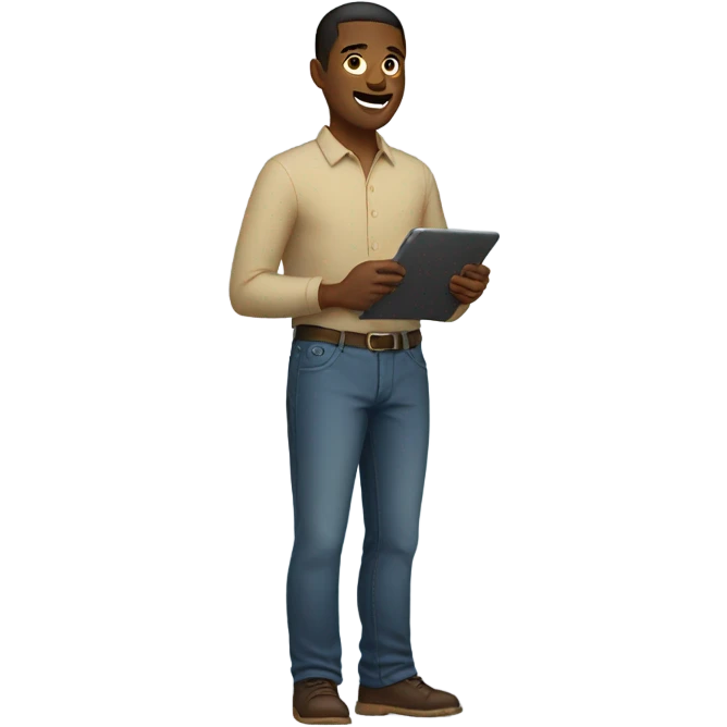 men standing with ipad emoji
