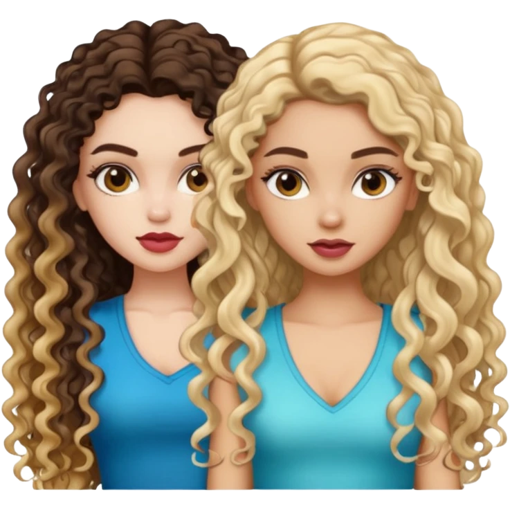 split dye leftside blonde rightside brunette long curly hair, pretty pale Latina bratz baddie emoji