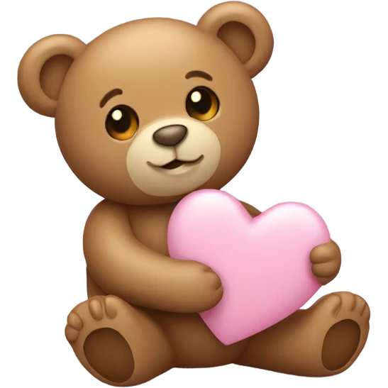 Light brown teddy bear holding a light pink heart emoji emoji
