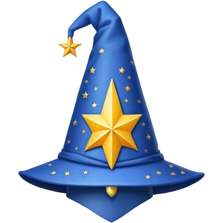 blue wizard hat with star-yellow pattern emoji