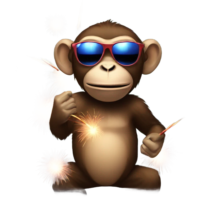 Monkey with sunglasses shooting fireworks emoji