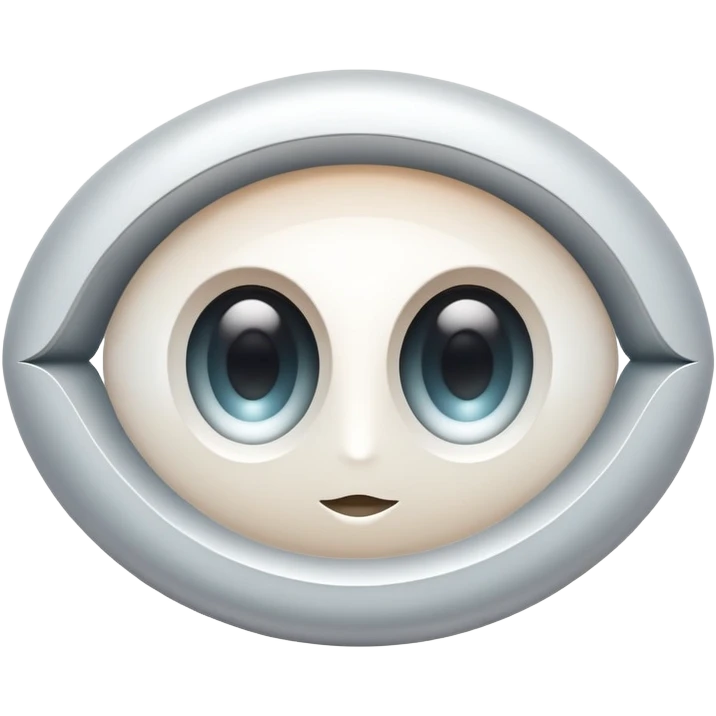stylized capital letter O in white, almond-shaped gradient oval eye form, silver curved accents on each side, symbol of vision and focus emoji