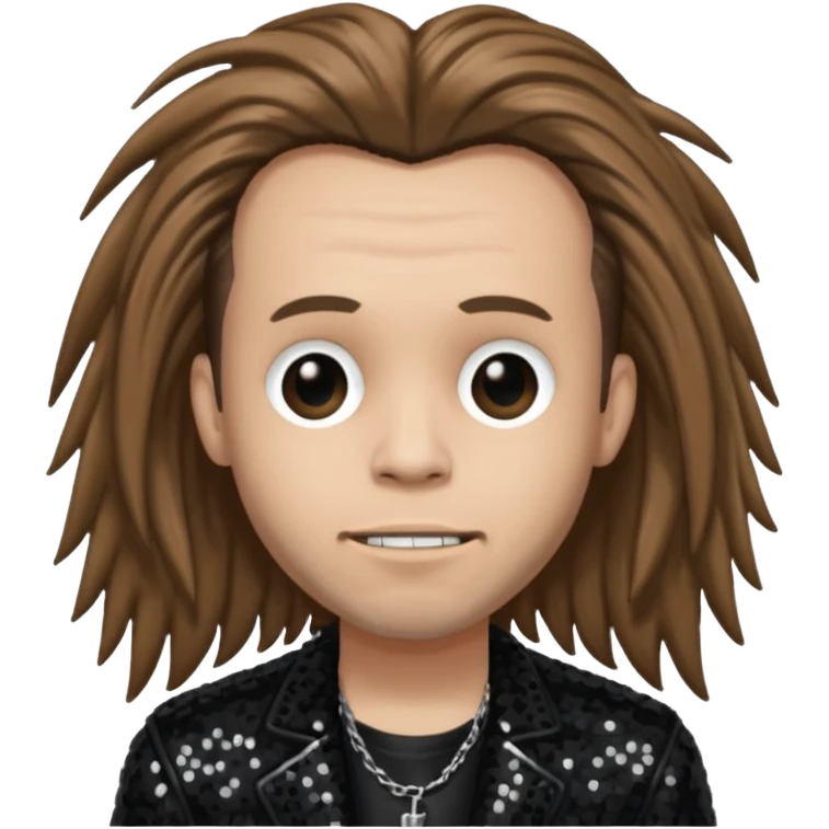 James Munky Shaffer from Korn with long light brown hair, light skin, black sequin outfit emoji