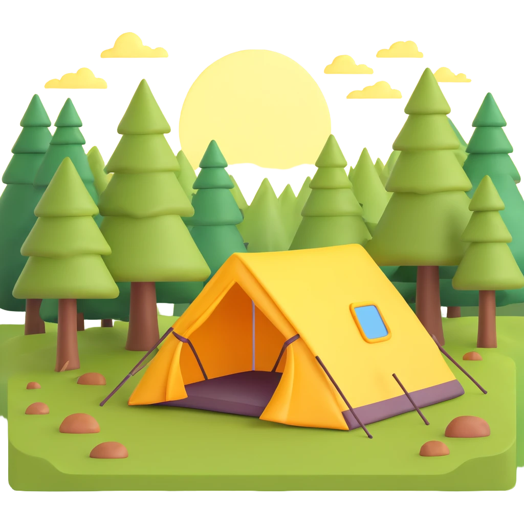 tent in a sunny forest clearing emoji