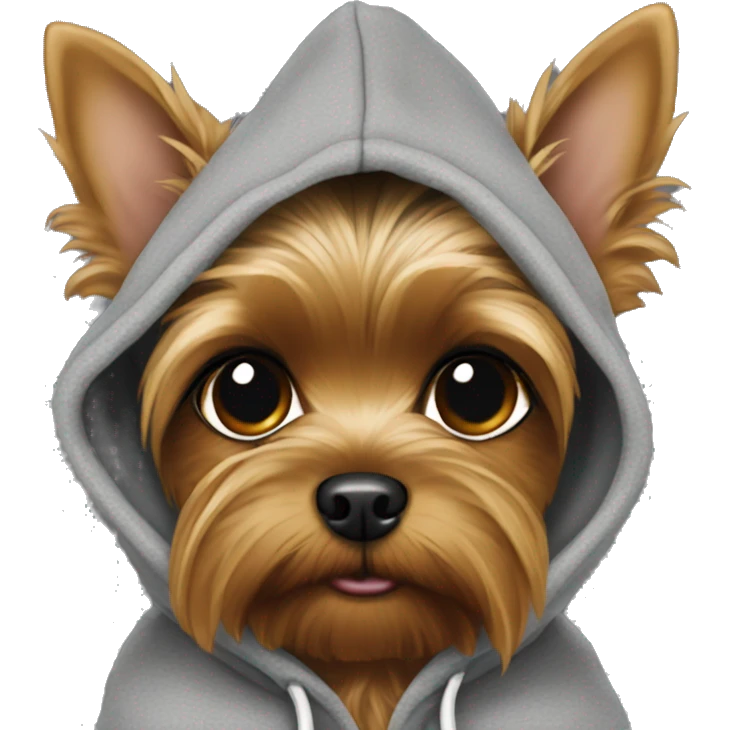 Yorkie wearing a hoodie emoji