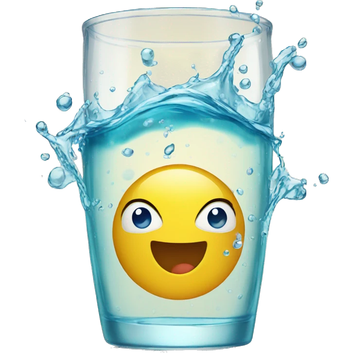Sparkling splashing clear water in a clear glass  emoji