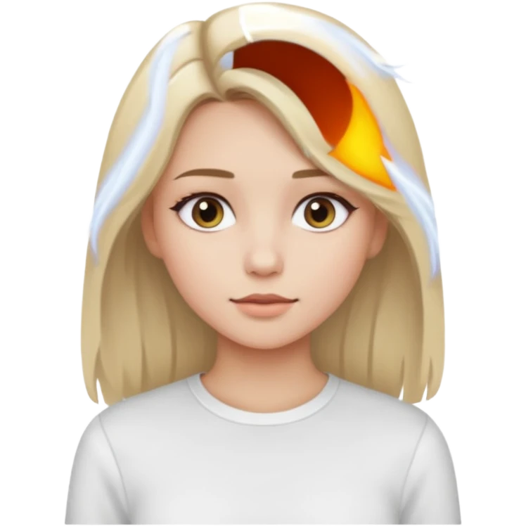 ragazza bionda cenere truccata con maglietta a maniche lunghe bianca emoji