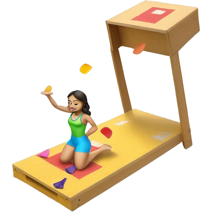 Girls playing cornhole in swimsuits  emoji