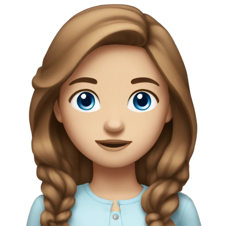 Girl Blue eyes middle Long Brown hair emoji
