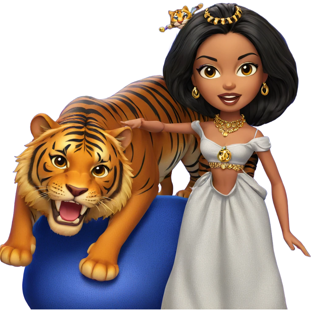 girl with tiger and jewelry emoji