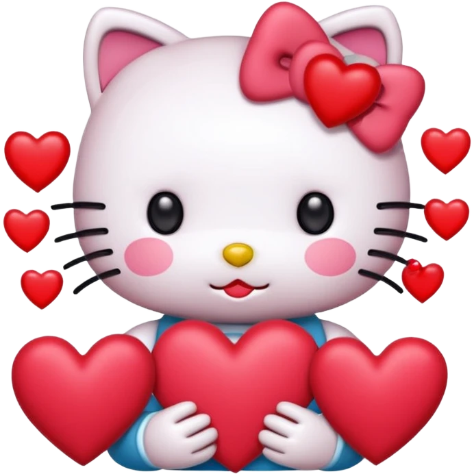 Hello kitty enamorada con muchos corazónes emoji