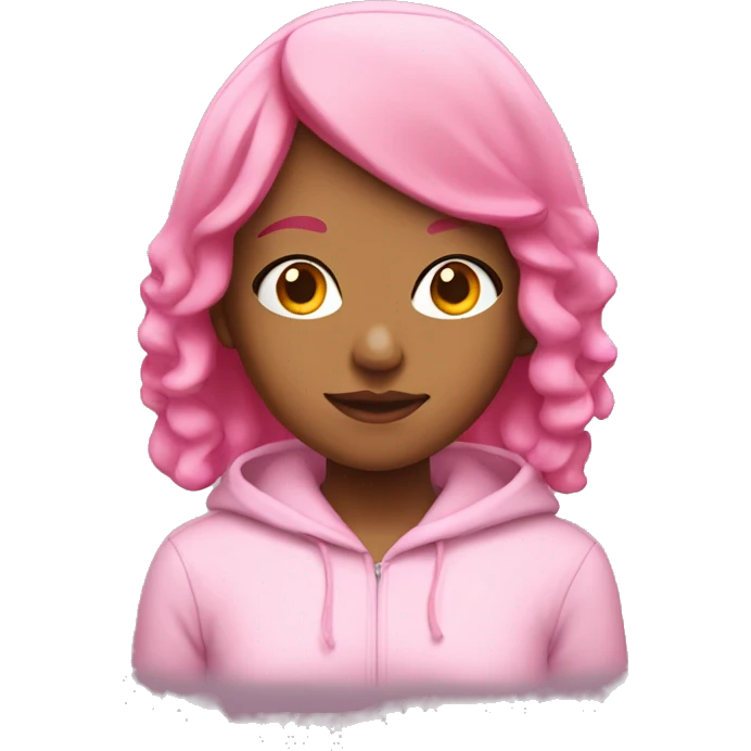 girl with pink bob hairstyle in pink hoodie emoji