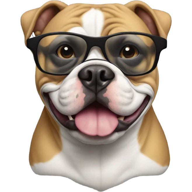 Black American Bully with tinted glasses emoji
