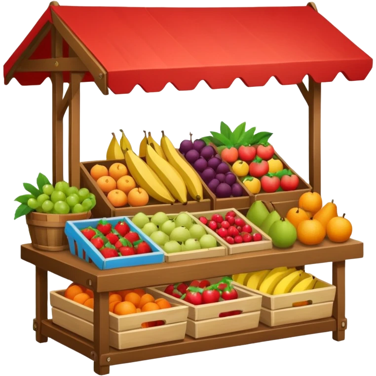a market table with fruit and other product emoji