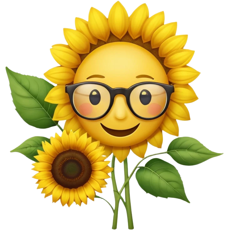 смайлик в очках держит подсолнух emoji