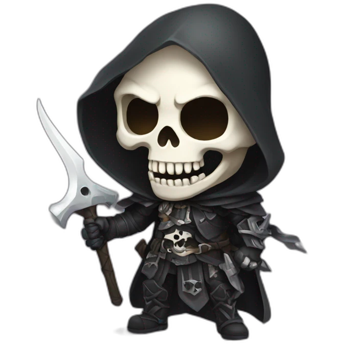 reaper skull RAID in the style of chibi character emoji