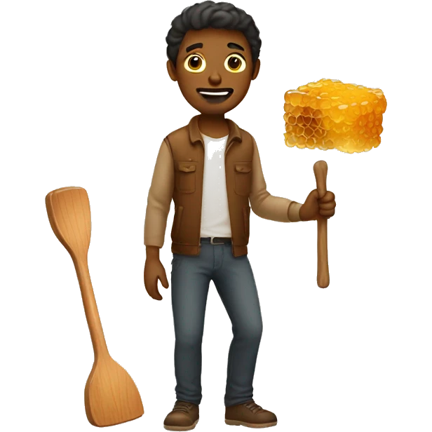 Guy with wood and honey emoji