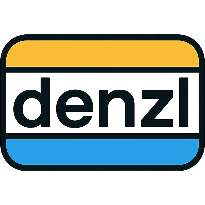 logo design featuring the word 'denzl', modern and bold, suitable for branding, clean lines, minimal color palette emoji