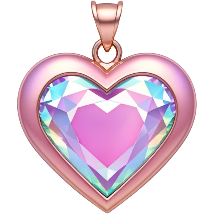 diamond Heart shape pendant pink holographic emoji