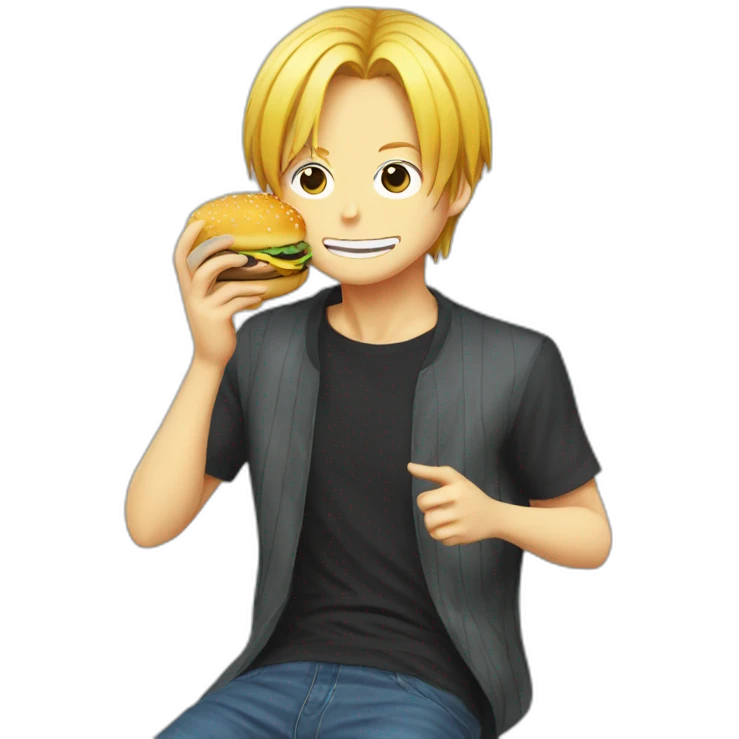 Sanji eat a hamburger emoji