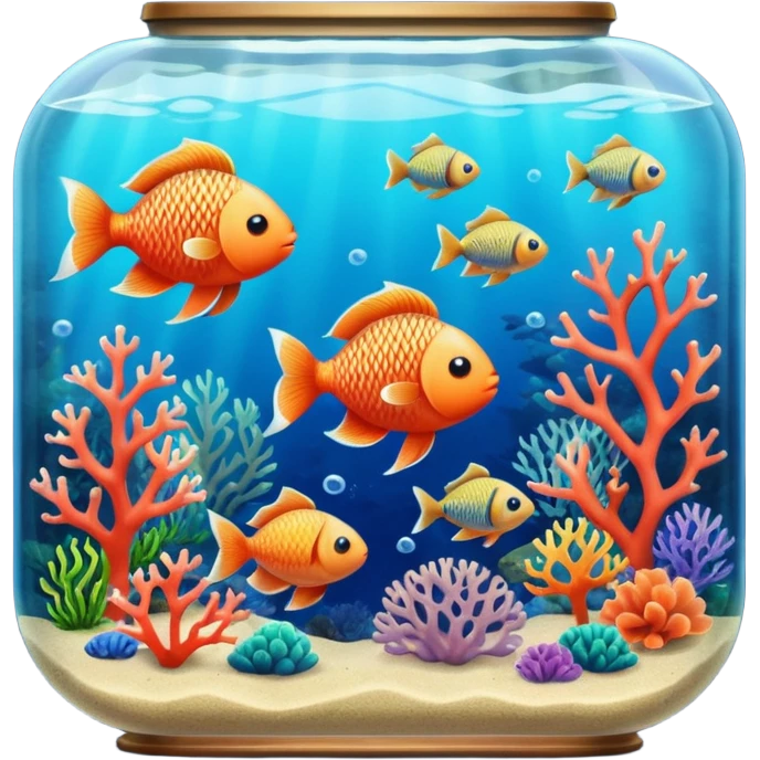 aquarium vintage with fish and coral inside emoji