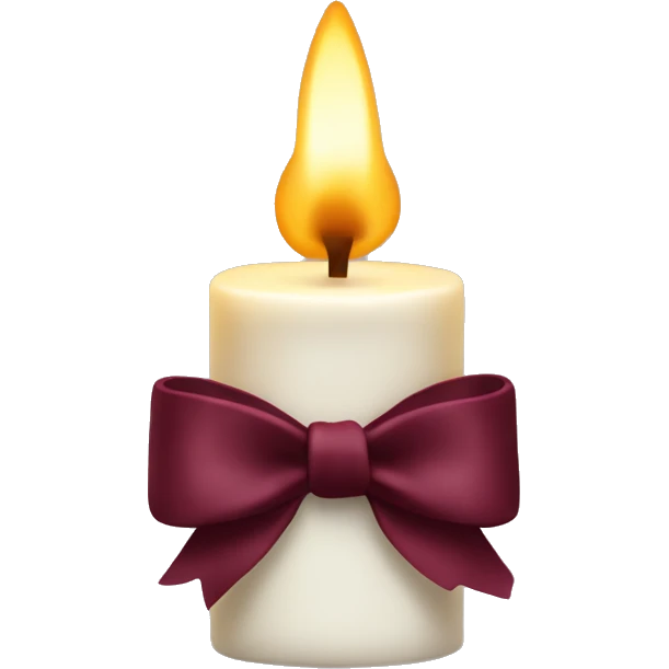 white candle with burgundy bow  emoji