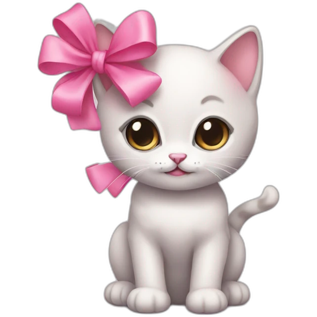 monthly kitten with a pink bow emoji