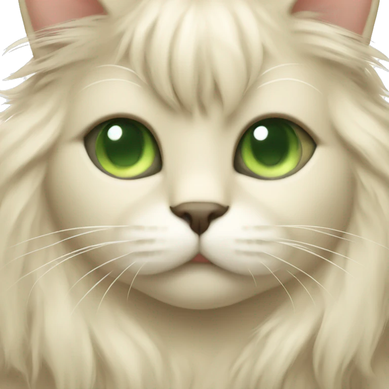 Beige cat with green eyes fluffy long hair emoji