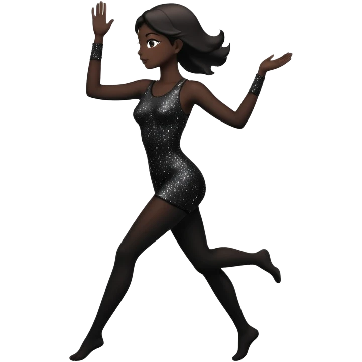 female silhouette in motion with sparkles emoji