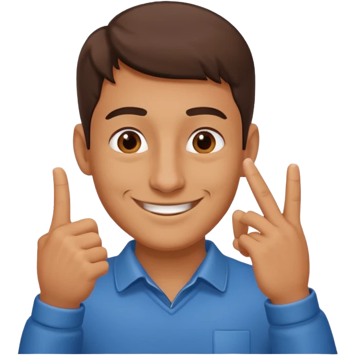 Un hombre introduciendo la nariz entre los dedos mientras hacen gesto de Ok emoji