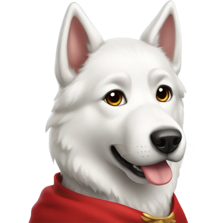 White husky with a red cape emoji