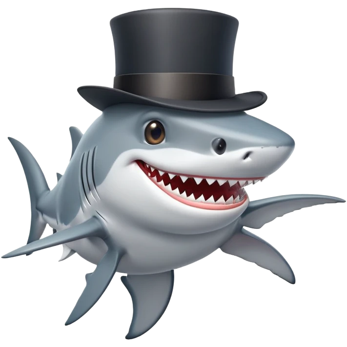 Shark with a top hat emoji