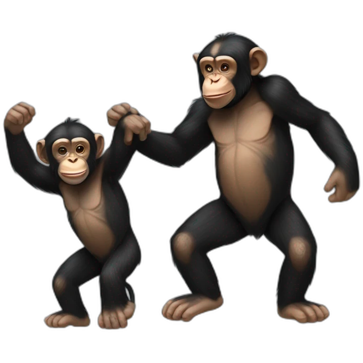 Un chimpancé abrazando a otro chimpancé  emoji