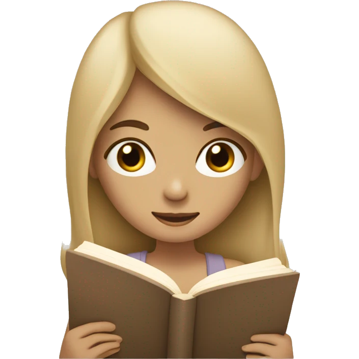 Girl reading a book. In beige tones  emoji