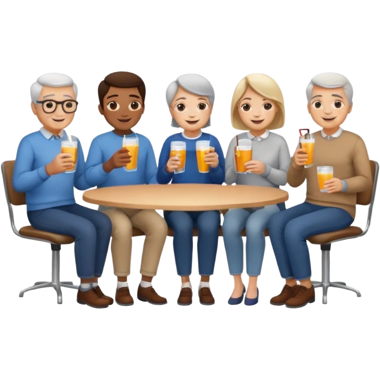 Millions of young people, adults and seniors in casual clothing at an afterwork meeting emoji