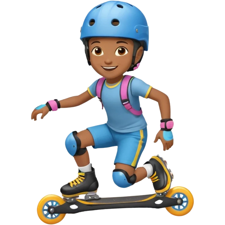 Roller blader black child emoji