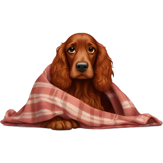 Red setter wrapped in blanket emoji