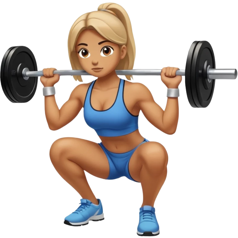 Girl squatting a barbell emoji