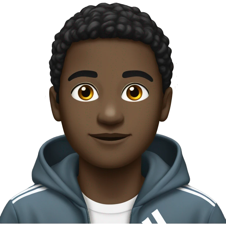 black boy with hoodie “mavi” and wearing “adidas campus” emoji
