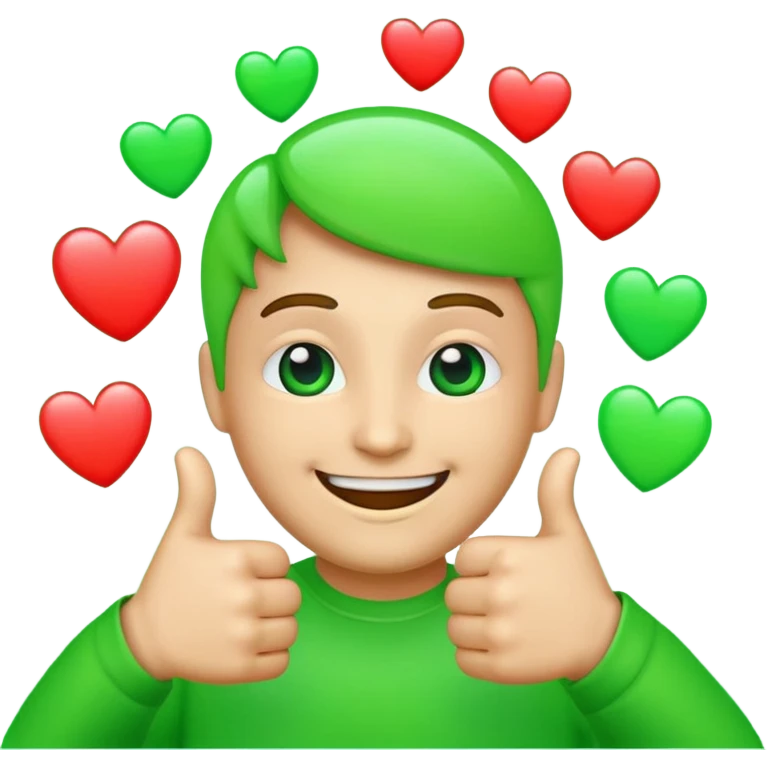 small emojis for an alternative Microsoft teams. bright green with a techie vibe. Face expressions, thumbs up, and hearts. Hearts should me the only ones with multiple colors. Not all in one emoji but seperately emoji