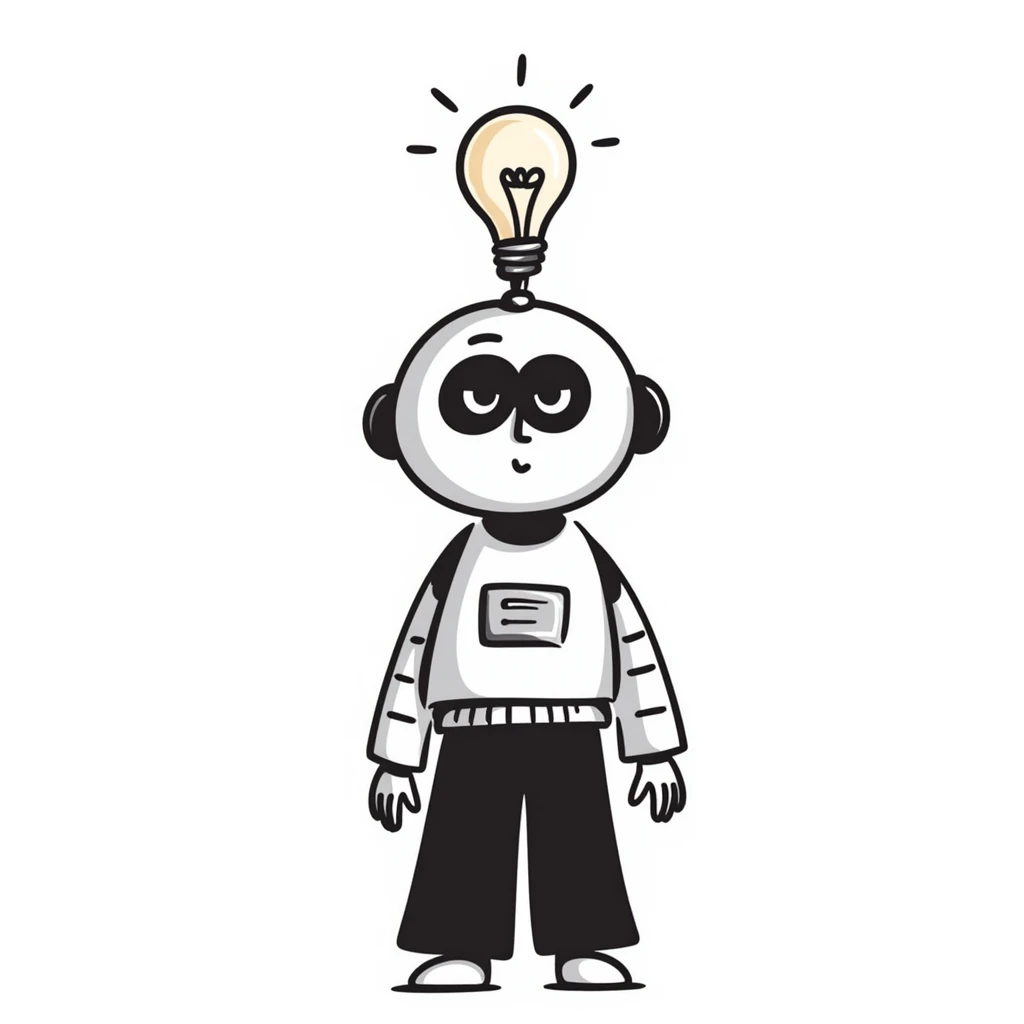 AI robot with lightbulb above head emoji