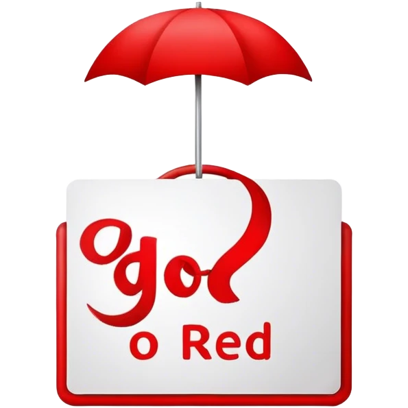 a red poster with "GO RED" text emoji