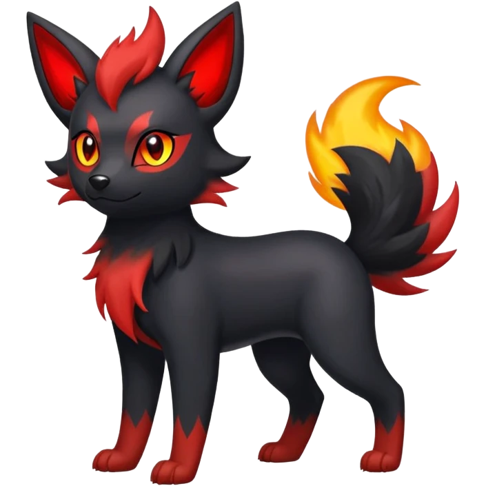 Cute Shiny Houndour-Zorua-Quilava-Litten-Umbreon-Fakémon-hybrid-creature (full body)  emoji