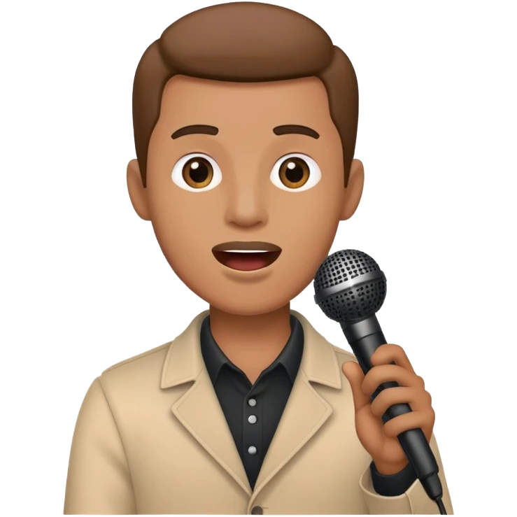 Man holding a microphone, singing or speaking emoji