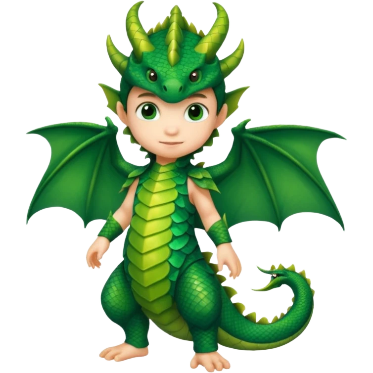 child getup like a dragon, full body. emoji