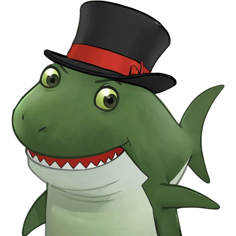 Shark with a top hat emoji