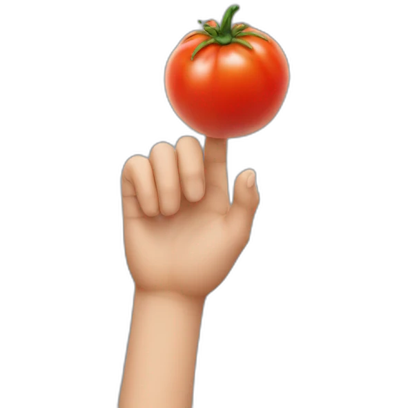 hand with a tomato emoji