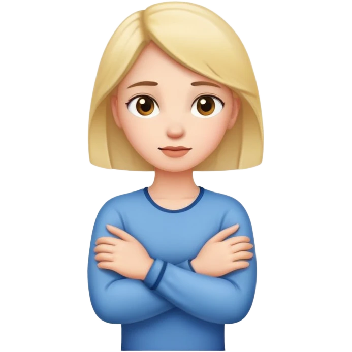 Girl holding neck with arms crossed emoji